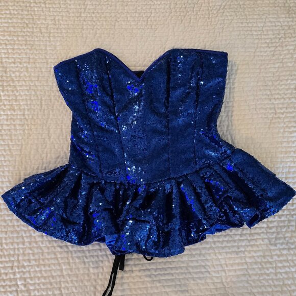 Daisy top drawer blue sequin corset dress - Picture 4 of 7